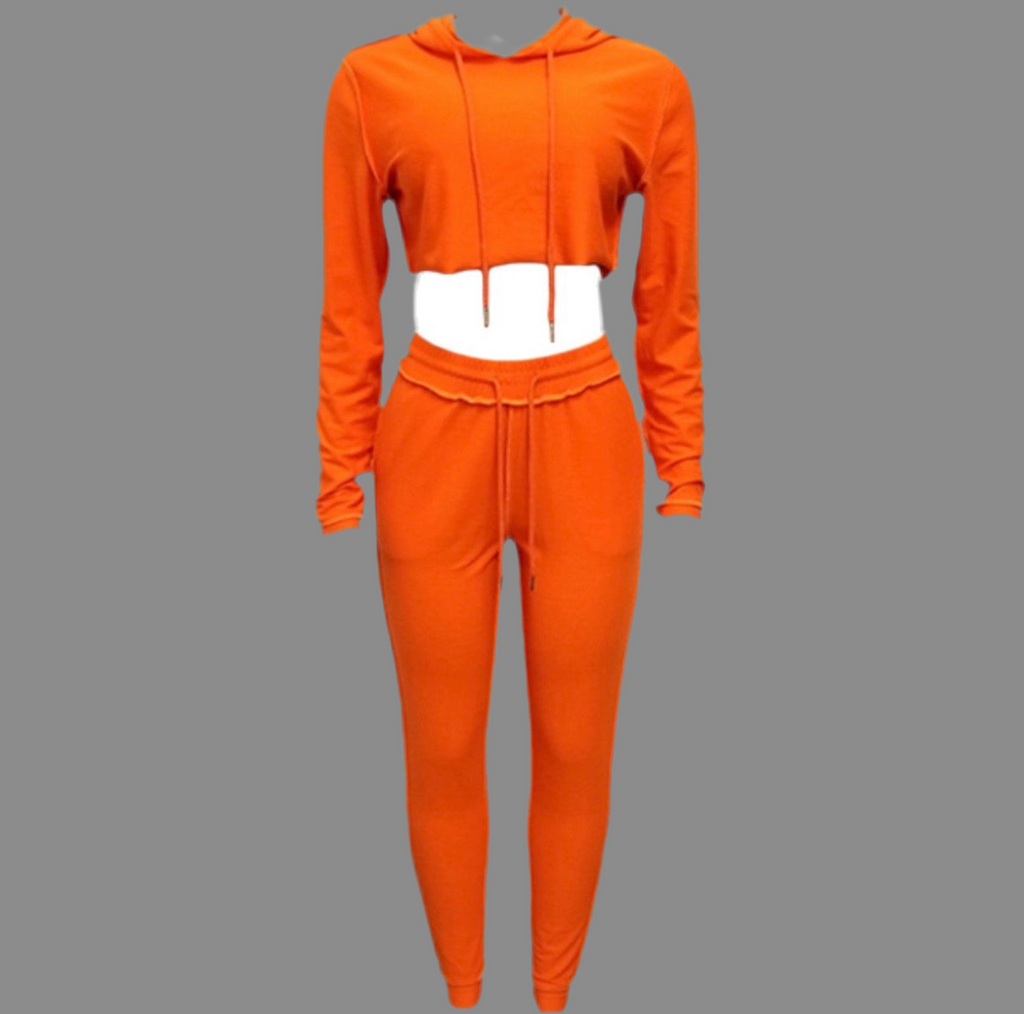 Cropped Hoodie Sweat Set