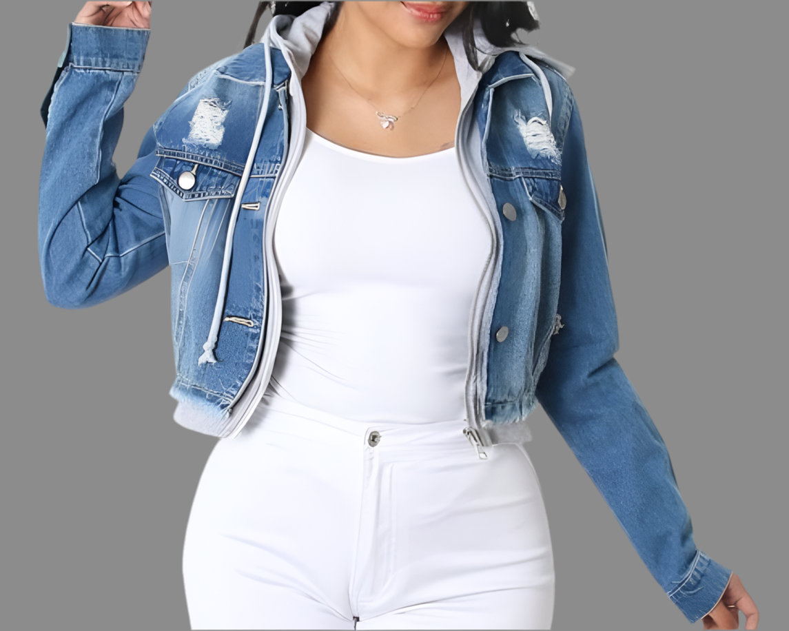 Acid Washed Distressed Denim Jacket