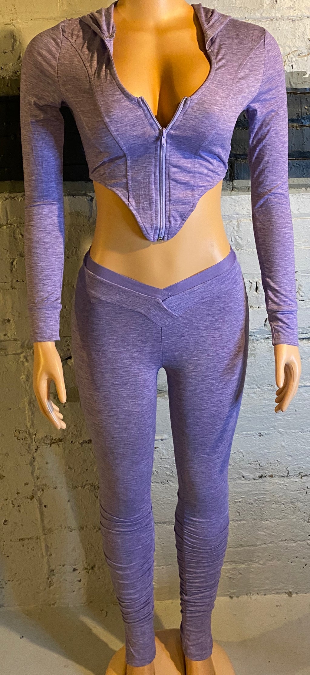 Corset Hoodie and Ruched Pants Set