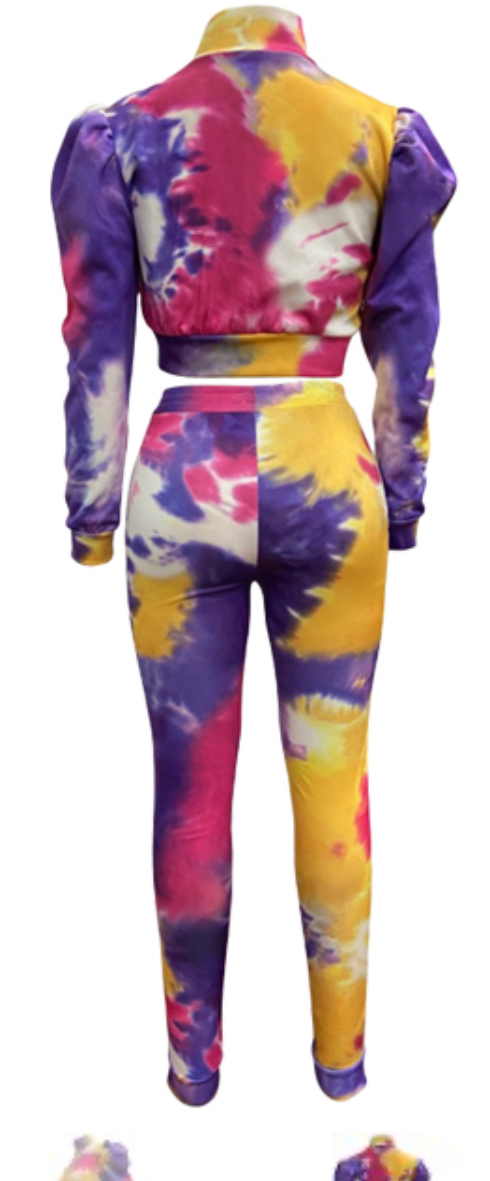 Puff Sleeve Zip Front Set