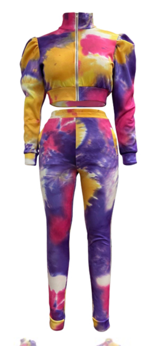 Puff Sleeve Zip Front Set