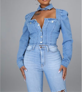 Cut Out Denim Shirt