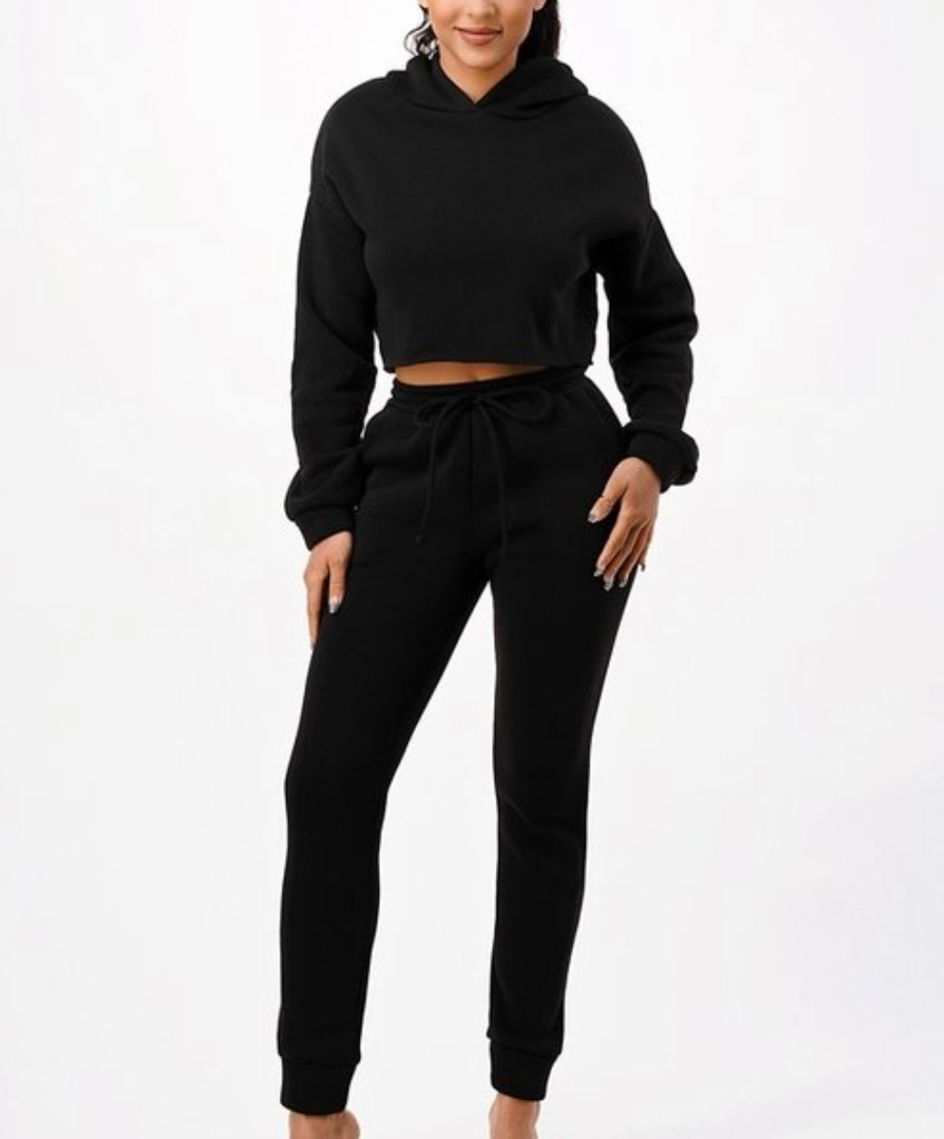 Lovable Basic Hoodie Crop Top Jogger Set – Lovable Threadz & Thingz