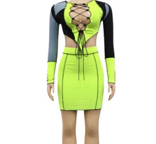 Load image into Gallery viewer, Color Blocked 2 Piece Skirt Set
