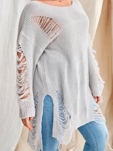 The Distressed Split Hem Sweater