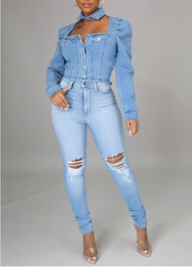 Cut Out Denim Shirt