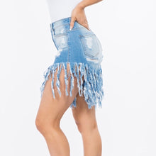 Load image into Gallery viewer, Tassel Distressed Jean Shorts
