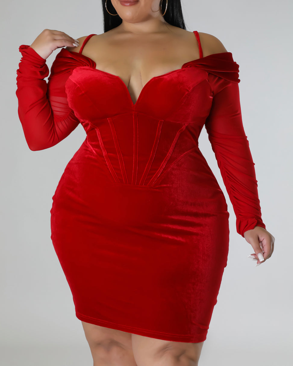 Sexy in Red Velvet Dress